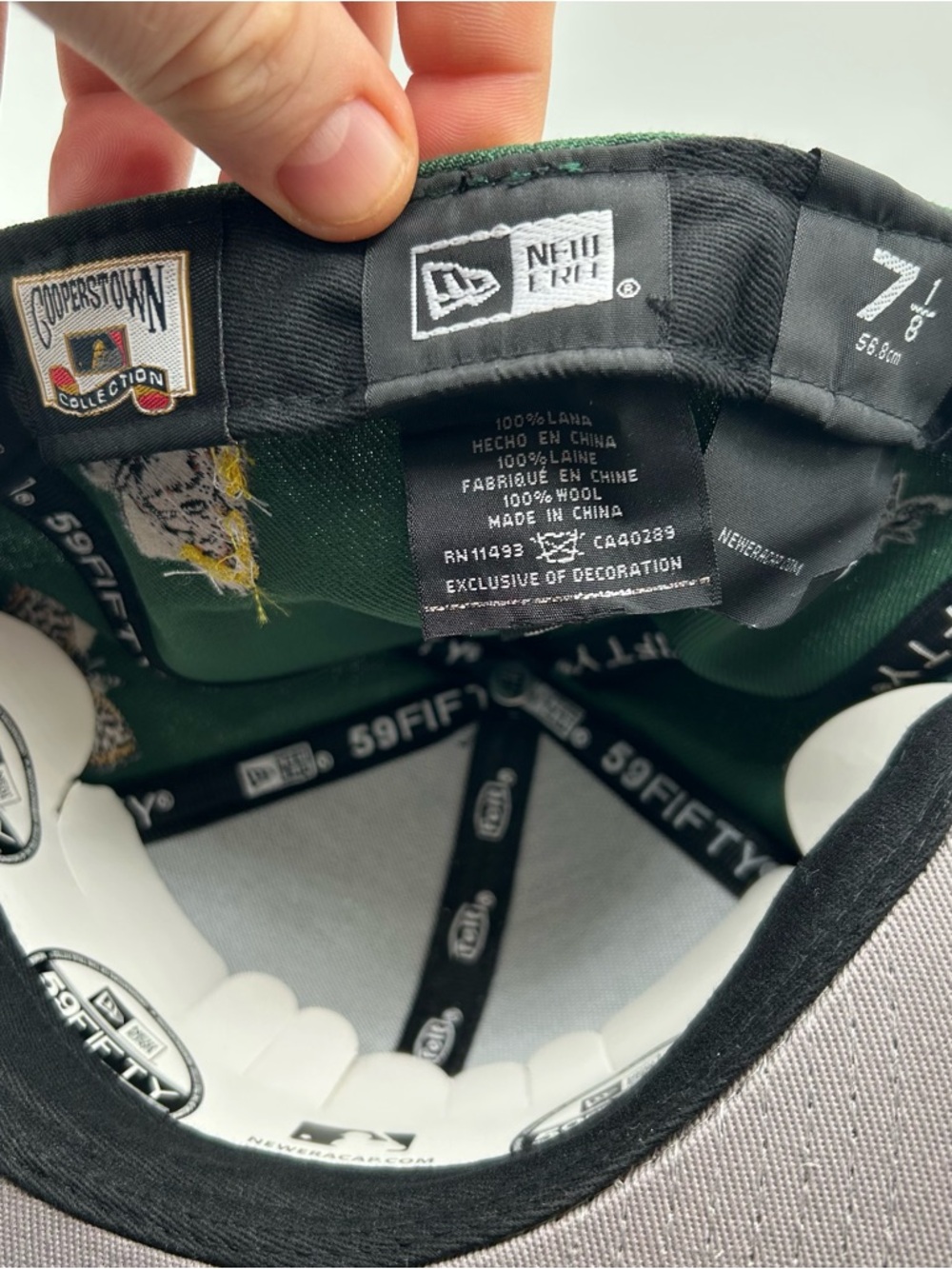 NEW ERA 59FIFTY X Felt Oakland A’s Fitted Hat Wool USA 7 1/8 Embroidered NWT - Picture 7 of 7